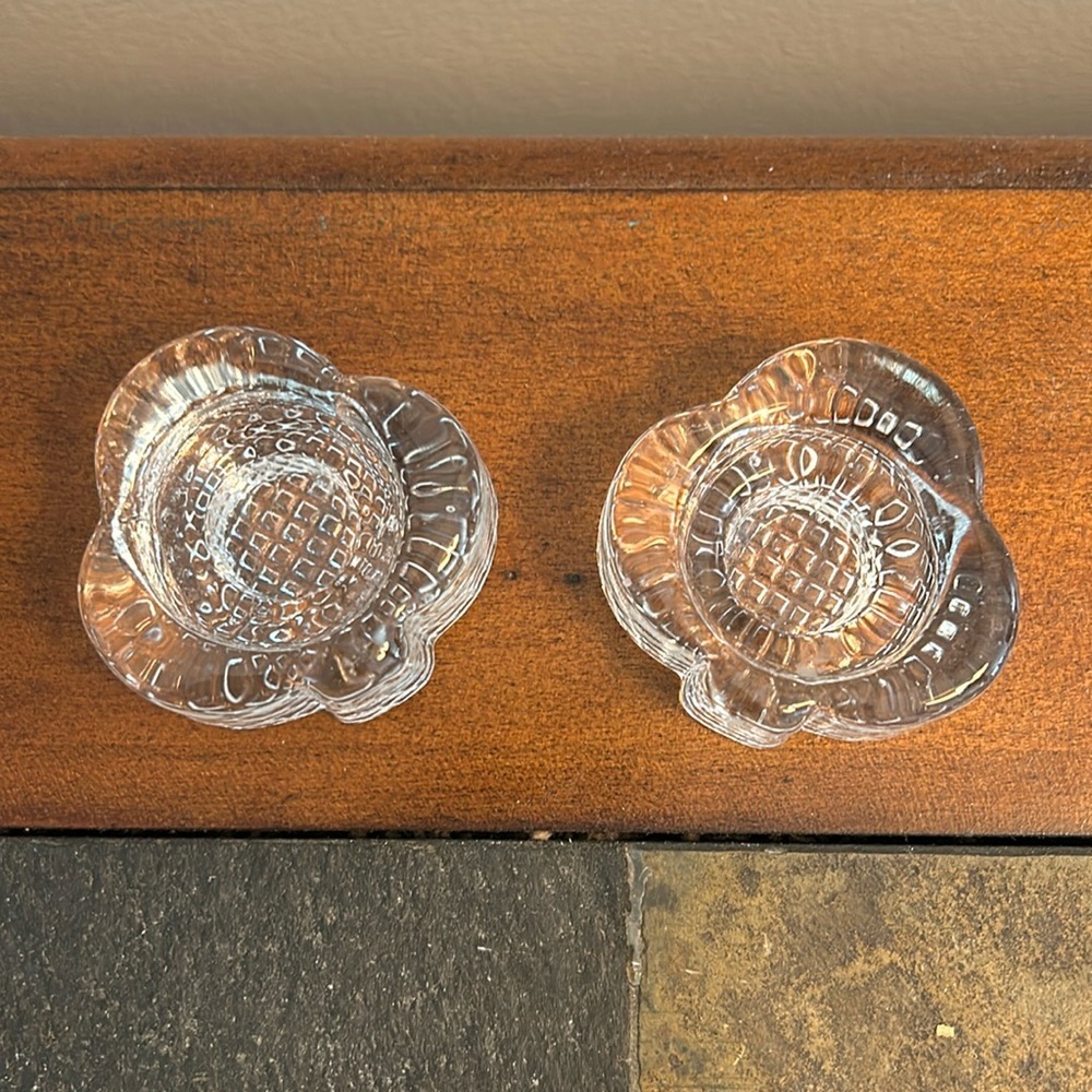 Set of Vintage Glass/Crystal Clover Shape Candle Holders